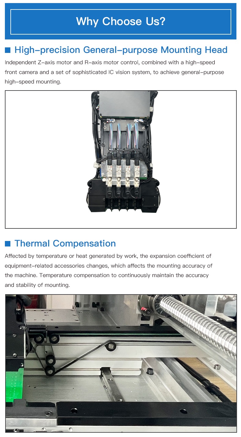 High Precision 0201 Economic 4 Heads CHM-551 SMT Pick and Place Machine Auto Nozzle Change CPK≥1.0