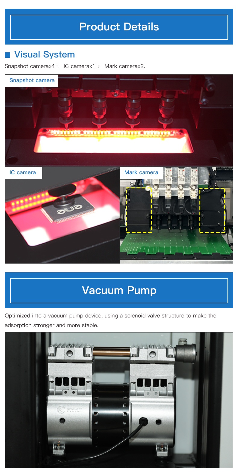 High Precision 0201 Economic 4 Heads CHM-551 SMT Pick and Place Machine Auto Nozzle Change CPK≥1.0