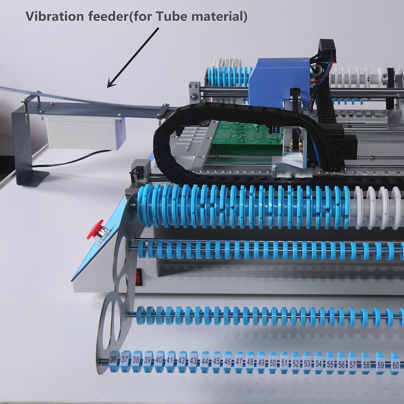 All-in-one CHMT48VB SMT Pick and Place Machine + Vibration feeder , 2 Heads 58 Feeders, Closed-loop Control, SMT Batch Production