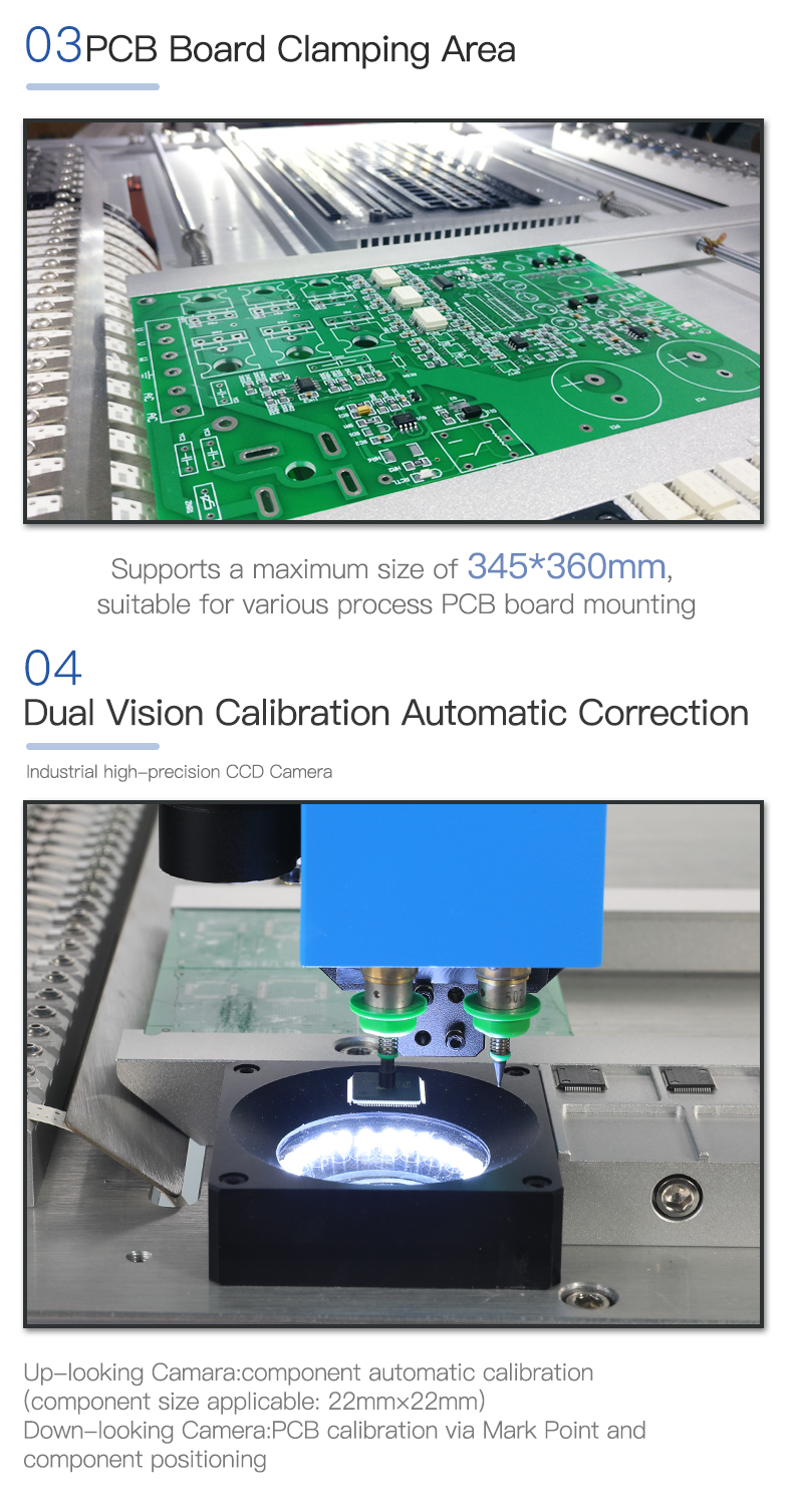 CHMT36VB + Vibration Feeder 58 feeders Desktop SMT SMD Pick and Place Machine, Dual cameras, PC Control, 0402-5050,SOP, QFN...