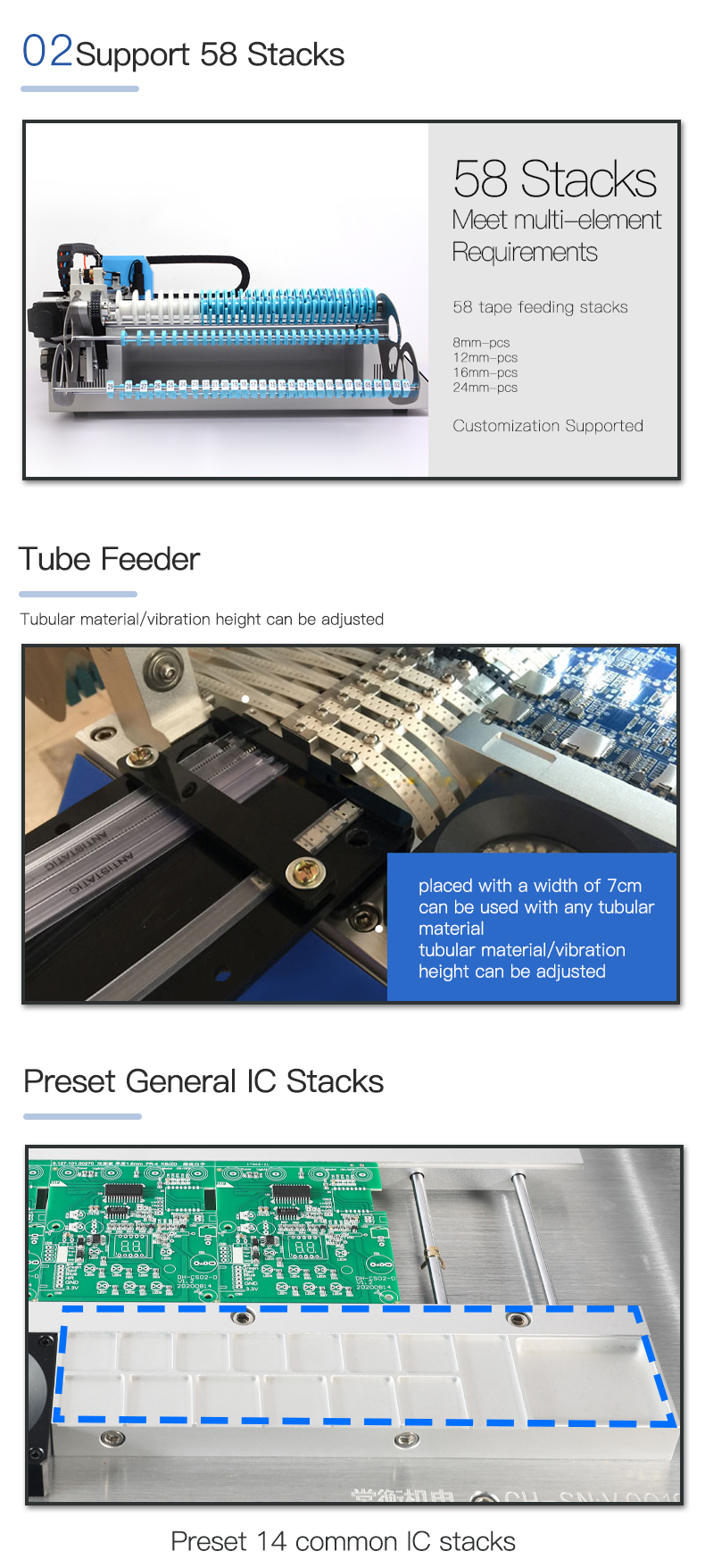 CHMT36VB + Vibration Feeder 58 feeders Desktop SMT SMD Pick and Place Machine, Dual cameras, PC Control, 0402-5050,SOP, QFN...