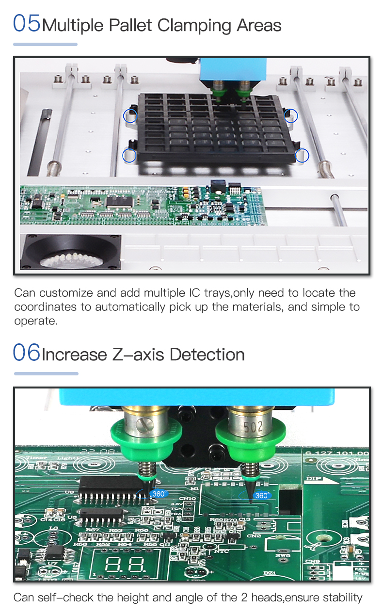CHMT36VB + Vibration Feeder 58 feeders Desktop SMT SMD Pick and Place Machine, Dual cameras, PC Control, 0402-5050,SOP, QFN...