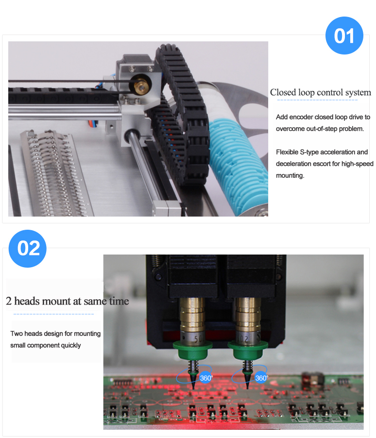 All-in-one CHMT48VA Desktop SMT Pick and Place Machine + Vibration Feeder, Embedded Linux System, Prototying Batch Production
