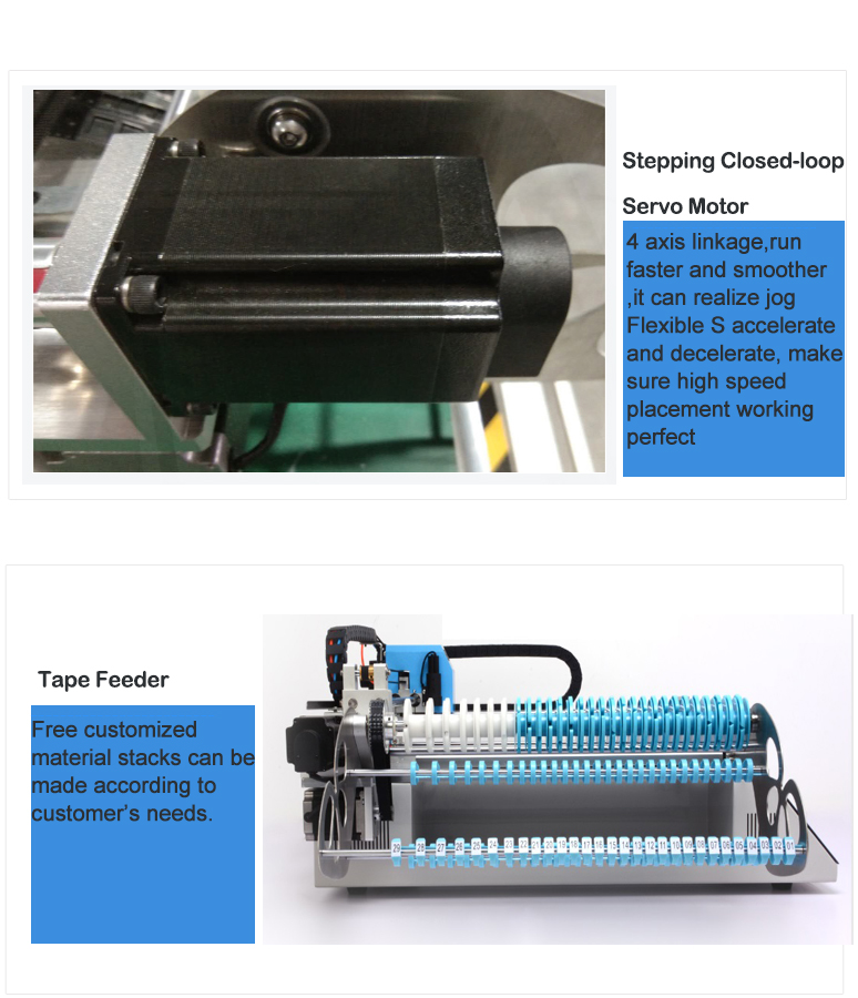 All-in-one CHMT48VA Desktop SMT Pick and Place Machine + Vibration Feeder, Embedded Linux System, Prototying Batch Production