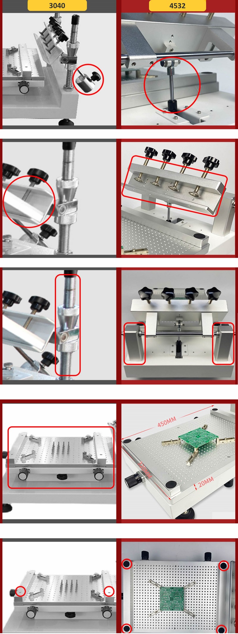 Hydraulic Cylinder 4532 Stencil Printer SMT Manual Solder Paste Printer,  High Precision Screen Printing Table, updated from 3040