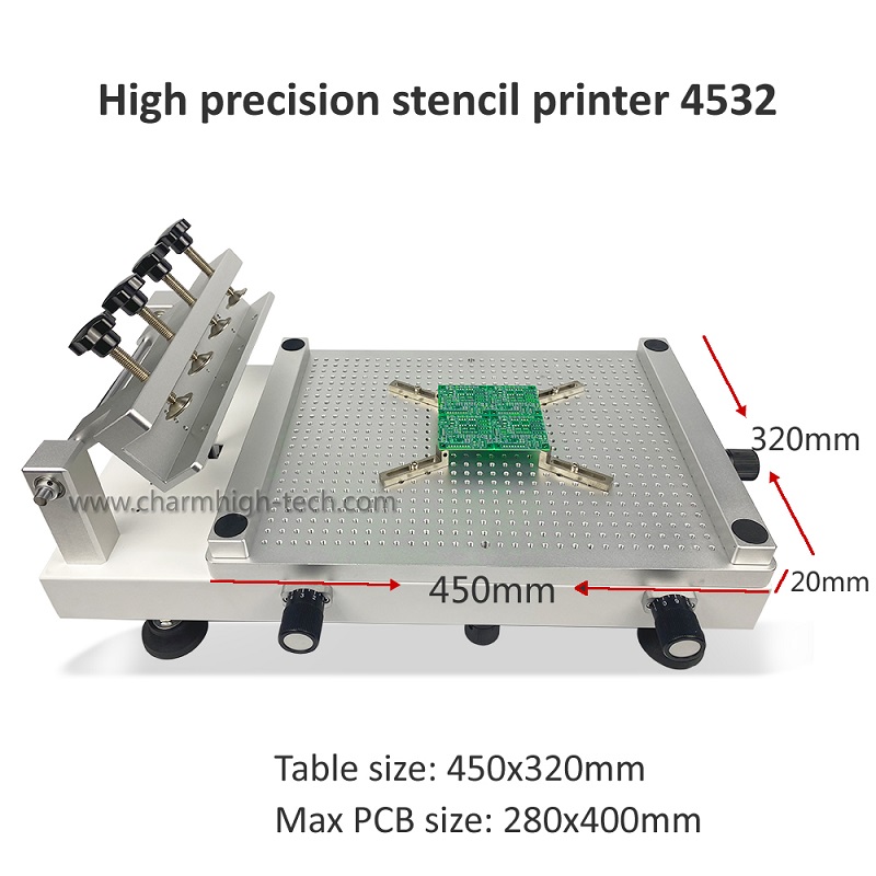Hydraulic Cylinder 4532 Stencil Printer SMT Manual Solder Paste Printer,  High Precision Screen Printing Table, updated from 3040