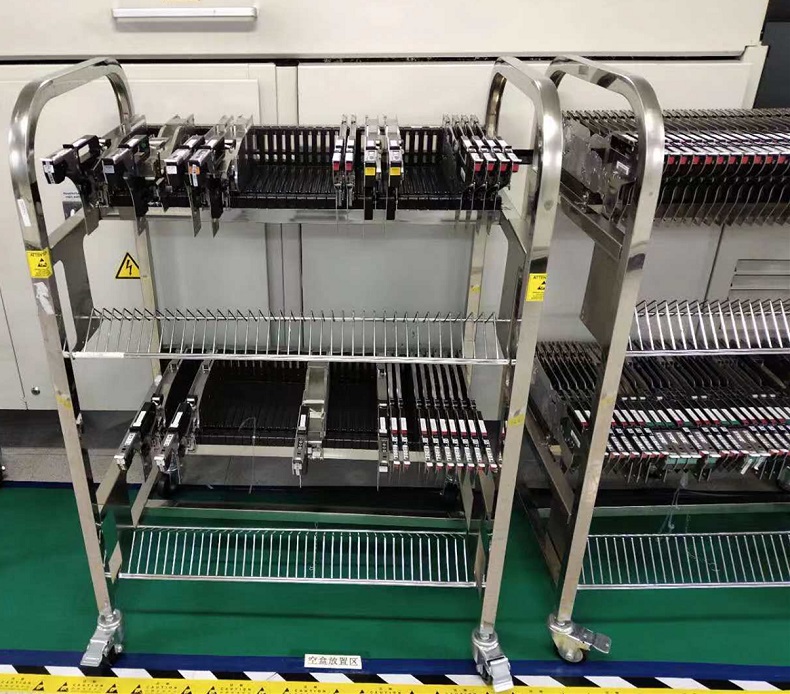 Standard NXT Feeder Storage Cart for FUJI Feeders, with Basket, Stainless Steel Feeder Cart 80pcs