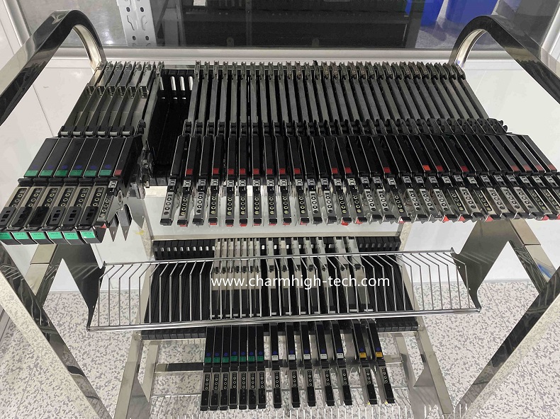 Standard NXT Feeder Storage Cart for FUJI Feeders, with Basket, Stainless Steel Feeder Cart 80pcs