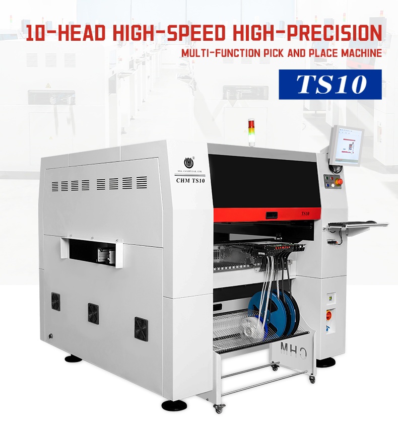 High Speed High Stability 10 Heads 100 Feeders Charmhigh TS10 SMD SMT Pick and Place Machine, Large PCB Assembly Line CPK≥1.0