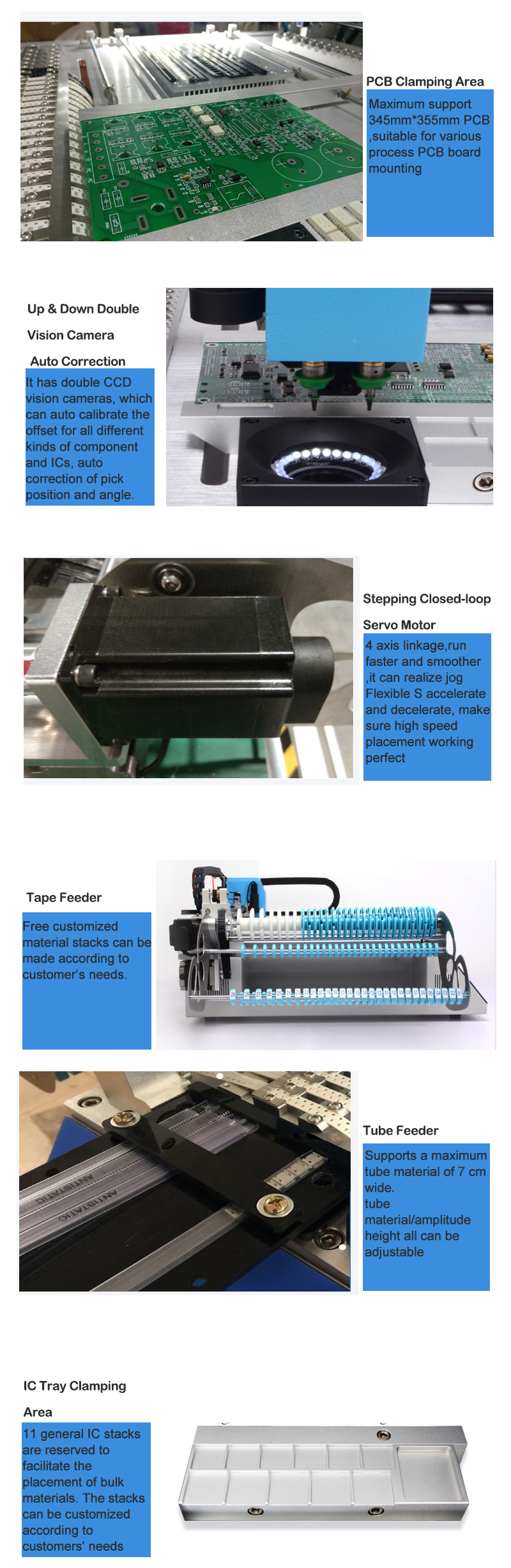 Best 2 heads Desktop SMT Pick and Place Pachine CHMT48VB Charmhigh, 2 Heads 58 Feeders, Embedded Linux system 0402-5050 SOP QNF...