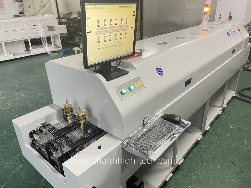 CHM-PC6635 Lead-free SMT Reflow Oven PC Control + Automatic Rail, 6 Temp. Zones 2200*350mm Heating Machine Soldering Machine