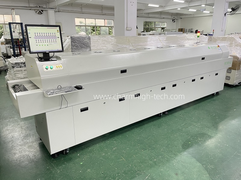 CHM-PC6635 Lead-free SMT Reflow Oven PC Control + Automatic Rail, 6 Temp. Zones 2200*350mm Heating Machine Soldering Machine