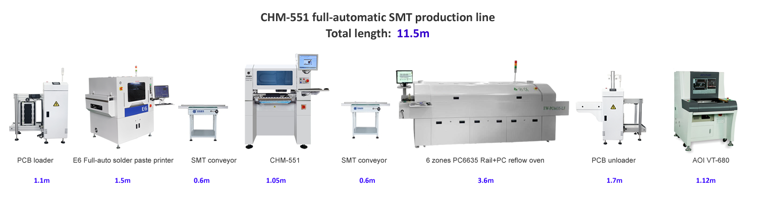 CHM-PC6635 Lead-free SMT Reflow Oven PC Control + Automatic Rail, 6 Temp. Zones 2200*350mm Heating Machine Soldering Machine