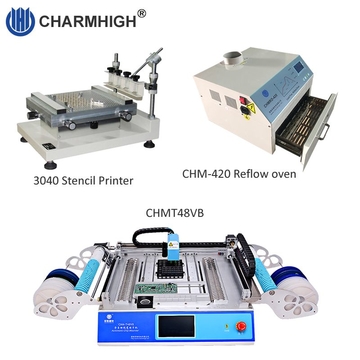 chmt48VB smt pick and place machine, stencil printer 3040, BRT-420 reflow oven