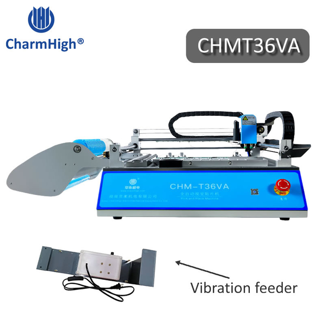 CHMT36VA + Vibration Feeder Desktop SMT Pick and Place Machine Vision cameras, Closed-loop control, 0402-5050,SOP, QFN, TQFP